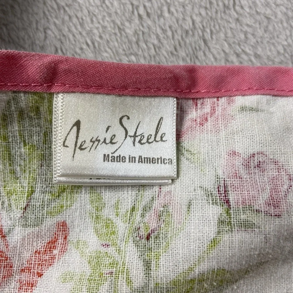 VTG Jessie Steele Linen Cotton Rose Waist Apron Ruffle One Size Cottagecore